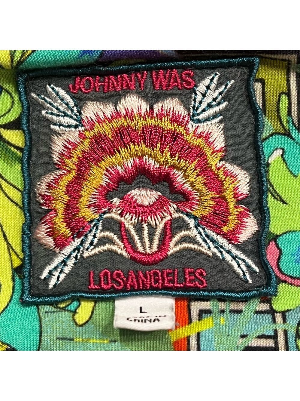 Johnny Was Dreamer Long Sleeve Vee Swing Tee Sz-L - Picture 5 of 5